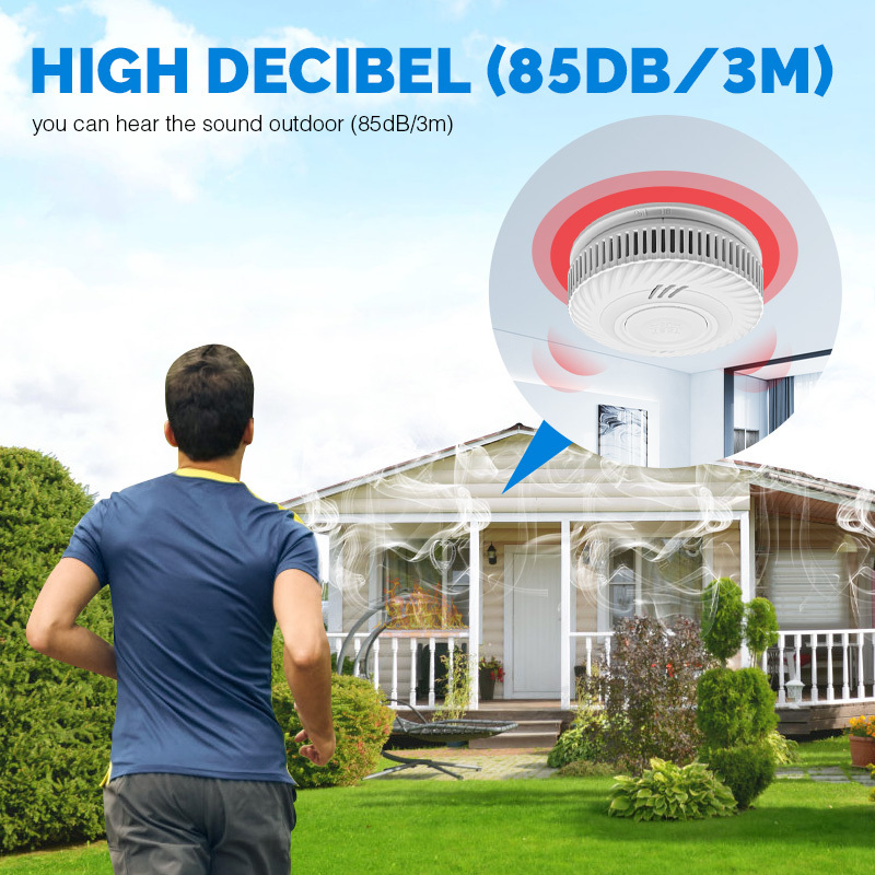 Battery Operated Standalone Smoke Detector Tester Portable Photoelectric Smoke Alarm 10 Year Battery