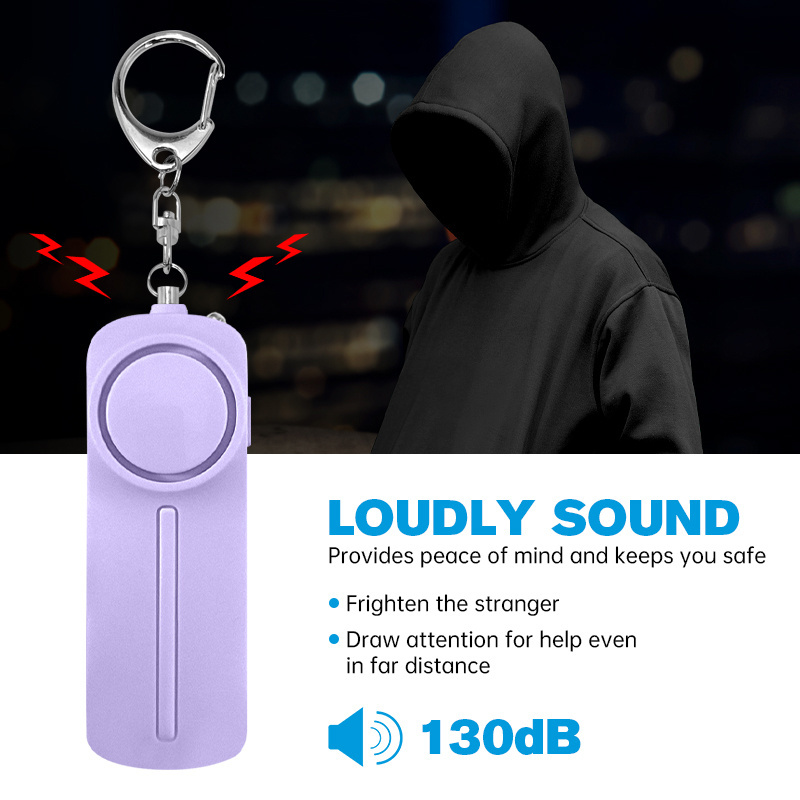 130Db Emergency Self Defense Attack Alarm Keychain Wearable Travel Personal Safety Gadget For Women