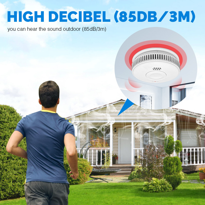 85Db Smart Smoke Leak Alarm Sensor Wireless Tuya Intelligent Photoelectric Smoke Detector