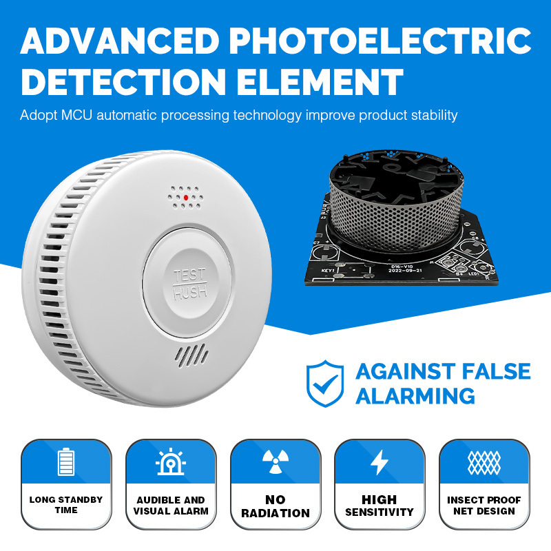 85Db Smart Smoke Leak Alarm Sensor Wireless Tuya Intelligent Photoelectric Smoke Detector