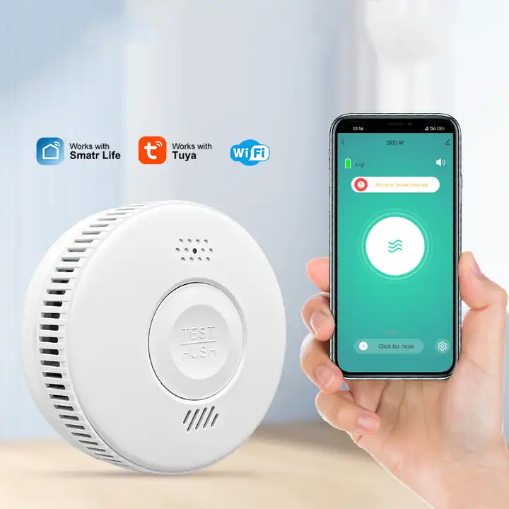 85Db Smart Smoke Leak Alarm Sensor Wireless Tuya Intelligent Photoelectric Smoke Detector