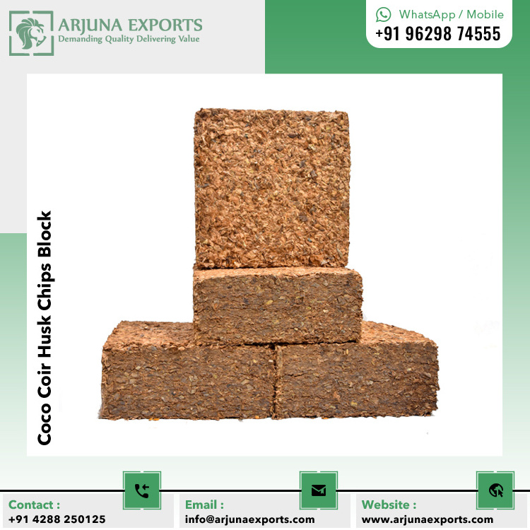 Optimum Quality Bulk Sale Coco Coir Husk Chips Block 5kg for Mulching Medium and Growing Ornamental Plants