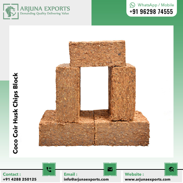 100% Natural Coco Peat Coconut Fiber Husk Chips 5kg Bricks from Direct Exporter for Animal Bedding