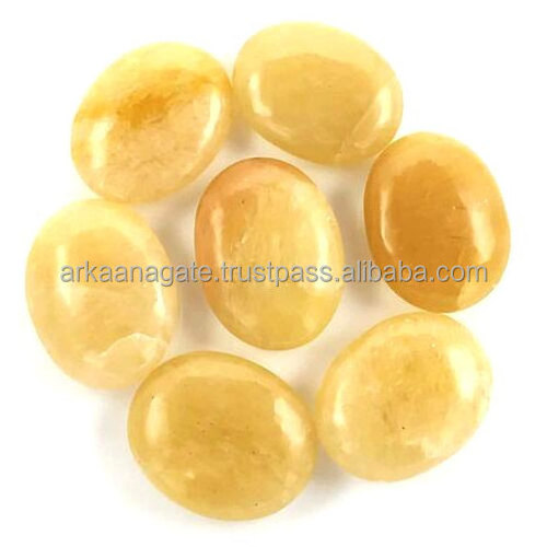 Wholesale Lemon Calcite Palm Stone yellow lemon chakra crystals healing for sale