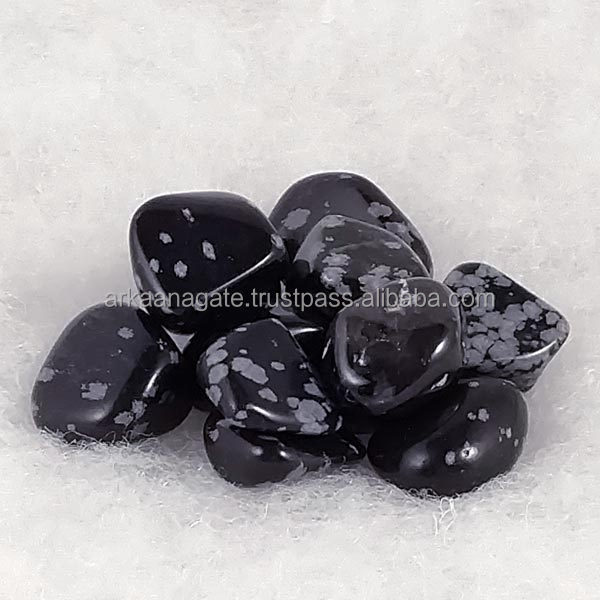 Wholesale Snowflake Obsidian Tumbled Stone Tumbled Black Snowflake Obsidian Crystal Black Volcanic Glass Polished Obsidi