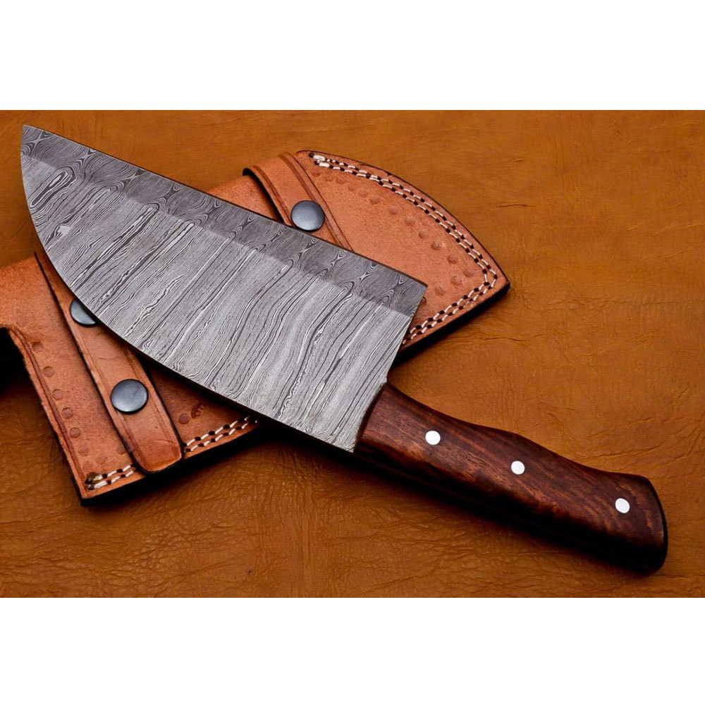 Lightweight Reasonable Price Customized Logo Damascus Steel Cleaver Knife / Pakistan Made Best Selling Damascus Cleaver Knife