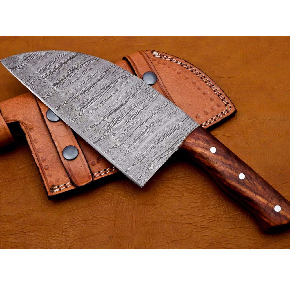 Lightweight Reasonable Price Customized Logo Damascus Steel Cleaver Knife / Pakistan Made Best Selling Damascus Cleaver Knife