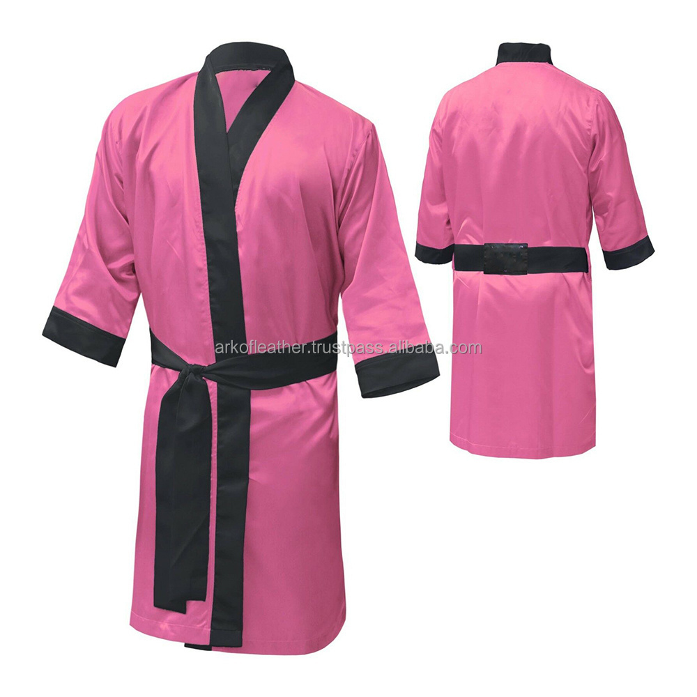 Wholesale Boxing Robe With Hood Pink Color Custom Design Wrestling Boxing Robe MMA Mai Thai Training Boxing Robe