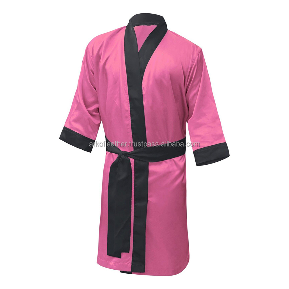 Wholesale Boxing Robe With Hood Pink Color Custom Design Wrestling Boxing Robe MMA Mai Thai Training Boxing Robe