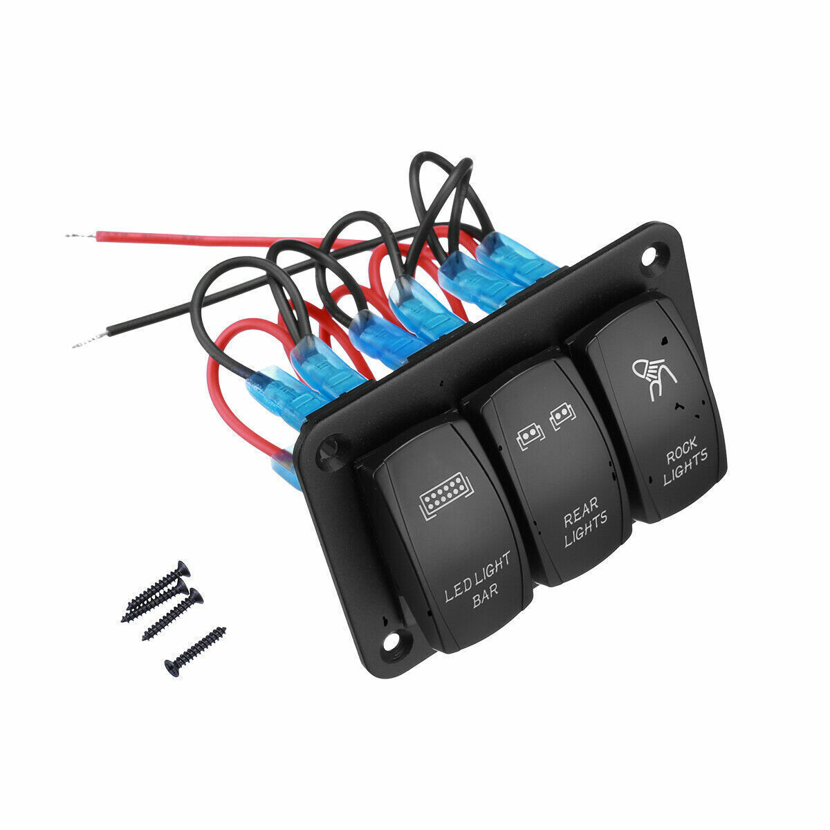 3 Gang Toggle Rocker Switch Panel with Blue LED Light Car Switch  for Car Marine Boat