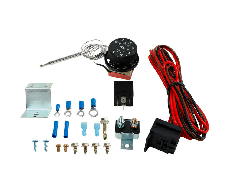 12 volt adjustable electric radio fan heat dissipation control relay harness kit