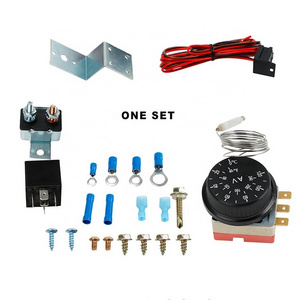 New 12V Adjustable Electric Radiator Fan Heat Dissipation Control Relay Wire Kit 60A with Wiring Harness