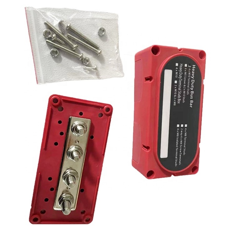 48V 300A M8/M10 Screw Terminals Power Distribution Block Heavy Duty Bus Bar Box Terminal Studs