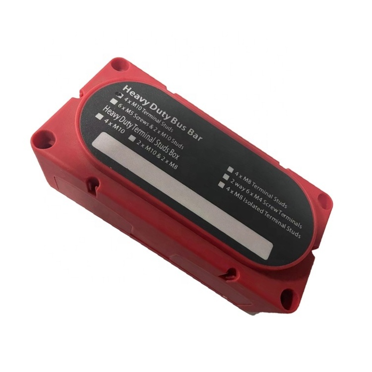 200A 48V  Bus Bar Power Distribution Box Terminal Block for Heavy Duty Red