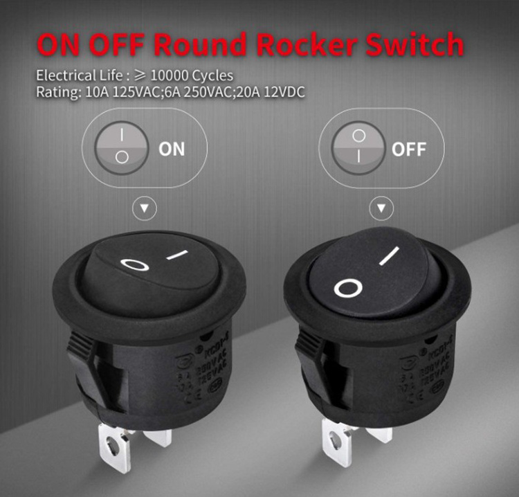 12V DC 2 Pin On Off Round Rocket Push Button Switch Toggle Switch for Automobile SPST Switch