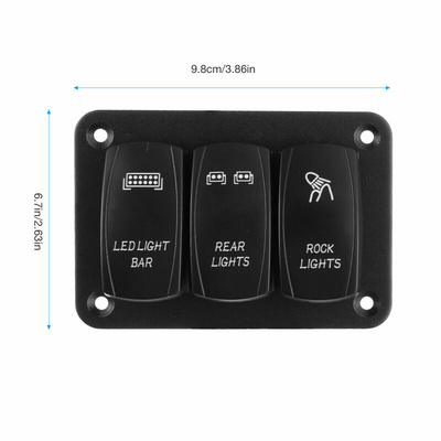 3 Gang Toggle Rocker Switch Panel with Blue LED Light Car Switch  for Car Marine Boat