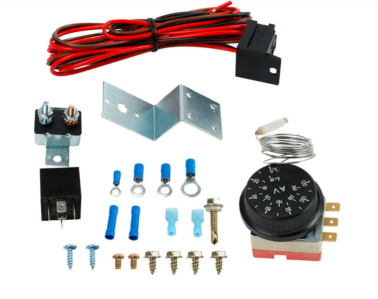 12 volt adjustable electric radio fan heat dissipation control relay harness kit