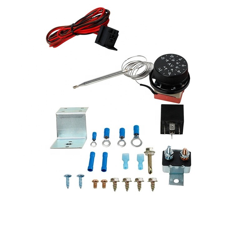 New 12V Adjustable Electric Radiator Fan Heat Dissipation Control Relay Wire Kit 60A with Wiring Harness