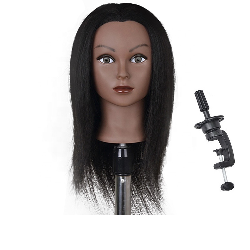 100% Real Hair Mannequin Hairdressing Practice Head Cosmetology Doll Hairdressing Manikin Head for Braiding Styling