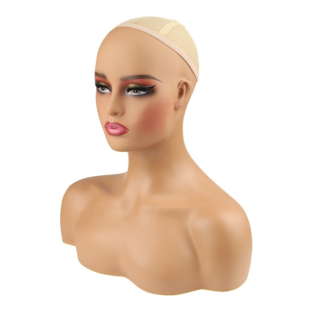 ARLANY Realistic Glam Female Mannequins Head with Shoulders For Wigs Female Wig Mannequin Head for Lash Extensions