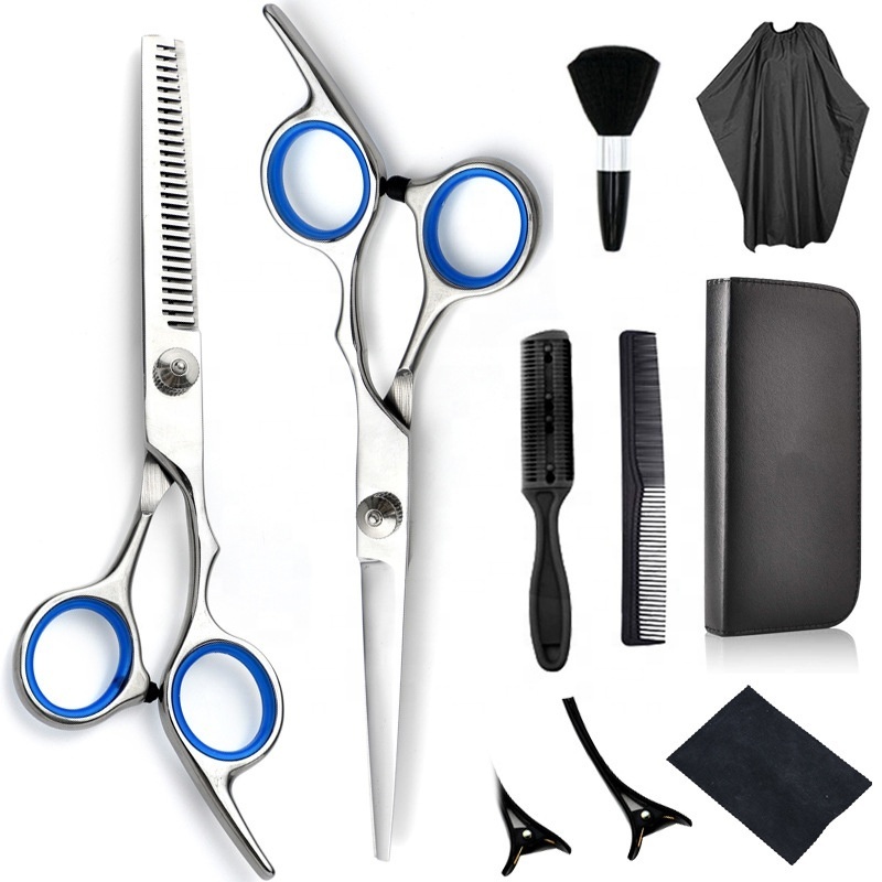 Custom Logo 10 Pcs Haircut Scissors Set Professional Hair Cutting Scissors Kits Hairdressing Shears Set for Barber Salon