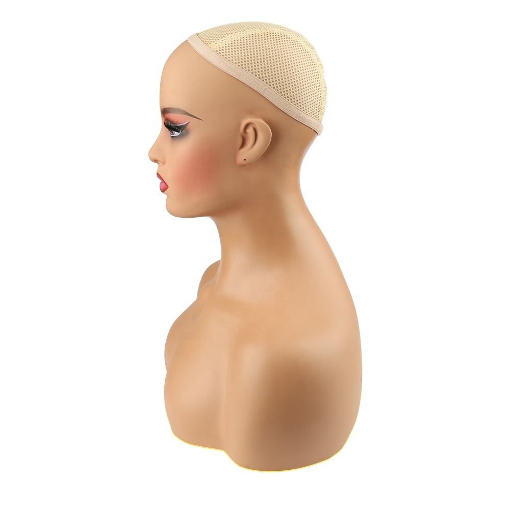 ARLANY Realistic Glam Female Mannequins Head with Shoulders For Wigs Female Wig Mannequin Head for Lash Extensions