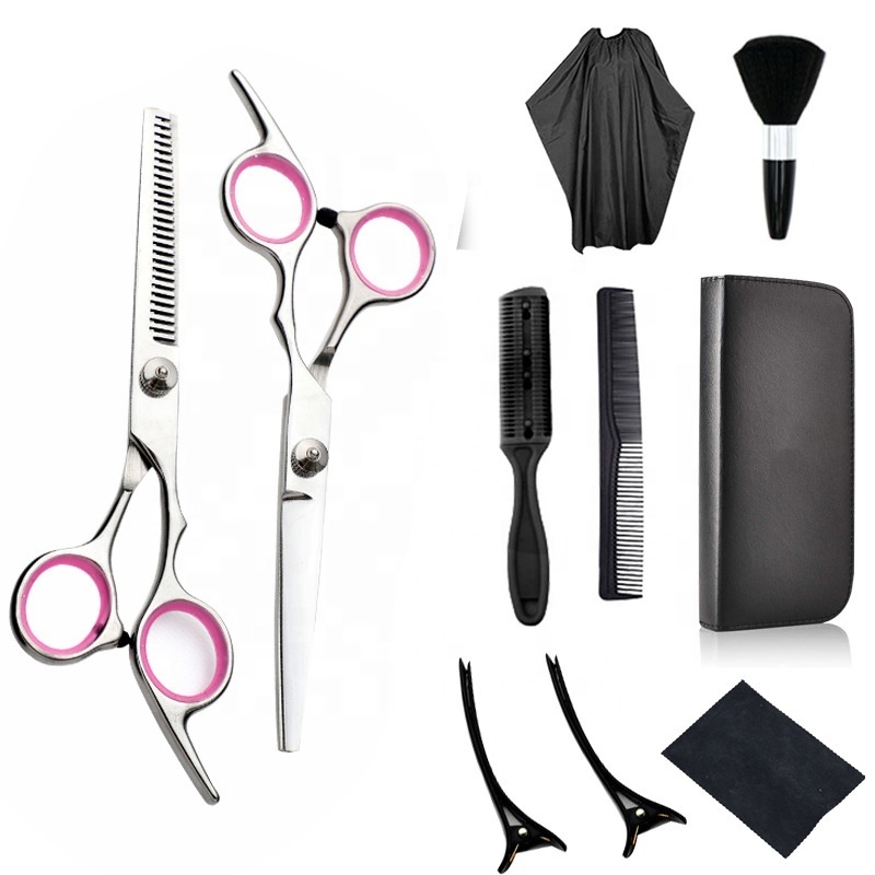 Custom Logo 10 Pcs Haircut Scissors Set Professional Hair Cutting Scissors Kits Hairdressing Shears Set for Barber Salon