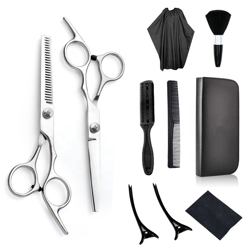 Custom Logo 10 Pcs Haircut Scissors Set Professional Hair Cutting Scissors Kits Hairdressing Shears Set for Barber Salon