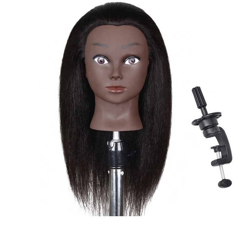 100% Real Hair Mannequin Hairdressing Practice Head Cosmetology Doll Hairdressing Manikin Head for Braiding Styling