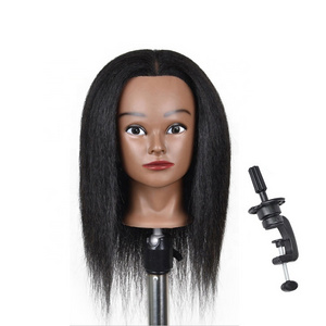 100% Real Hair Mannequin Hairdressing Practice Head Cosmetology Doll Hairdressing Manikin Head for Braiding Styling