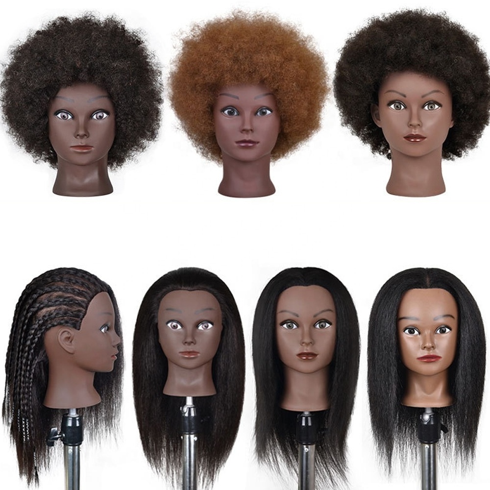 100% Real Hair Mannequin Hairdressing Practice Head Cosmetology Doll Hairdressing Manikin Head for Braiding Styling