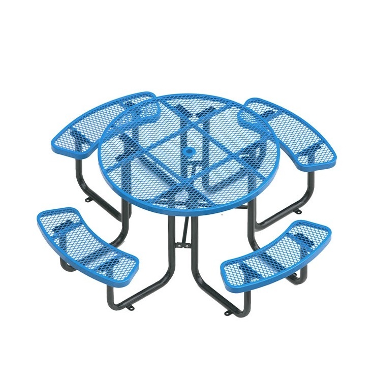 outside expanded metal table with chair garden sets outdoor round thermoplastic coated steel picnic table with bench