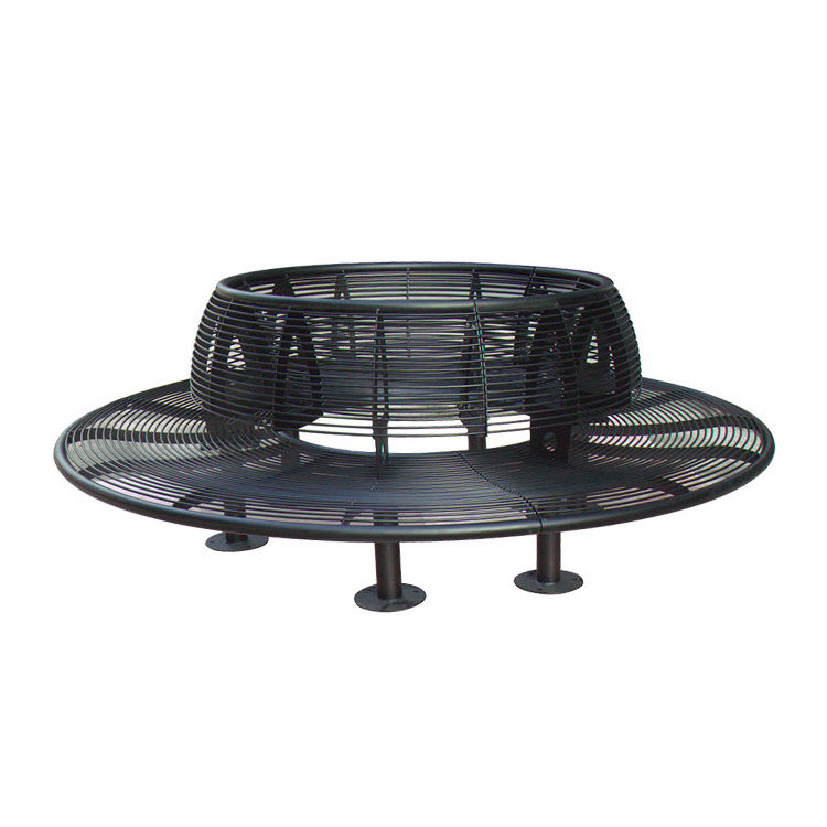 modern black circle flat steel outdoor garden commercial metal tree bench