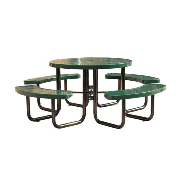 outdoor furniture thermoplastic coated steel picnic table and chair round metal mesh table and bench with umbrella hole