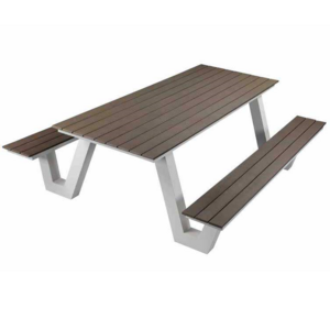 Picnic table with umbrella hole wood table dinning outside