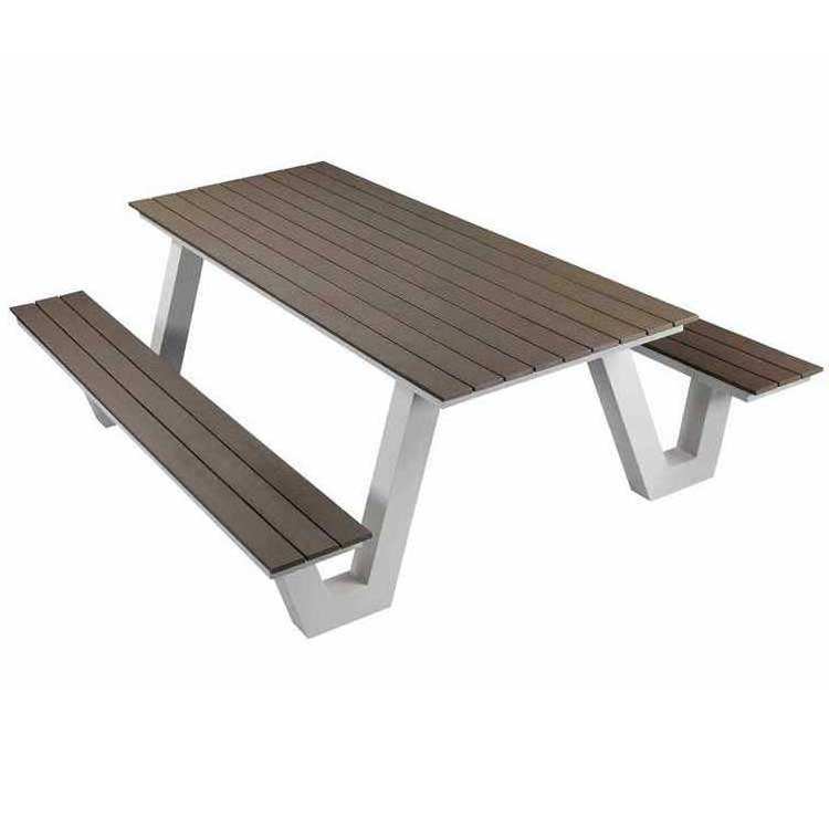 Picnic table with umbrella hole wood table dinning outside