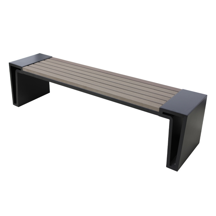 outdoor park extra long backless recycled wood bench seat outside street reclaimed wood seating bench public garden street bench