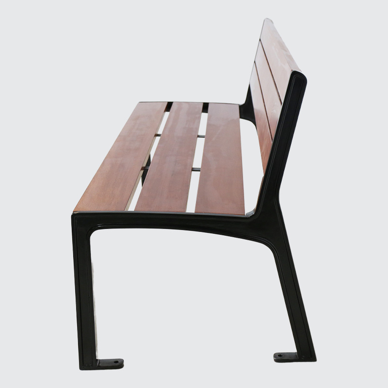 outdoor park wood plastic composite bench seat outside patio cast aluminum legs seating bench garden furniture bench chair