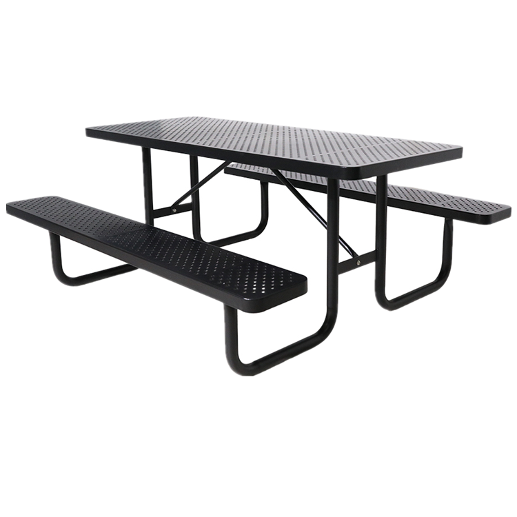 outdoor furniture perforated steel commercial picnic table with bench outside restaurant long picnic table with umbrella hole