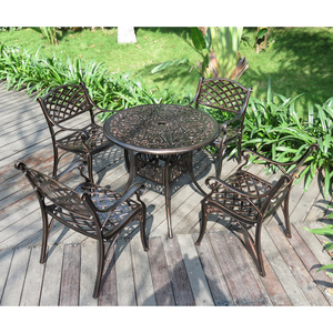 garden furniture set aluminium round table outdoor patio dining table set 4 chairs