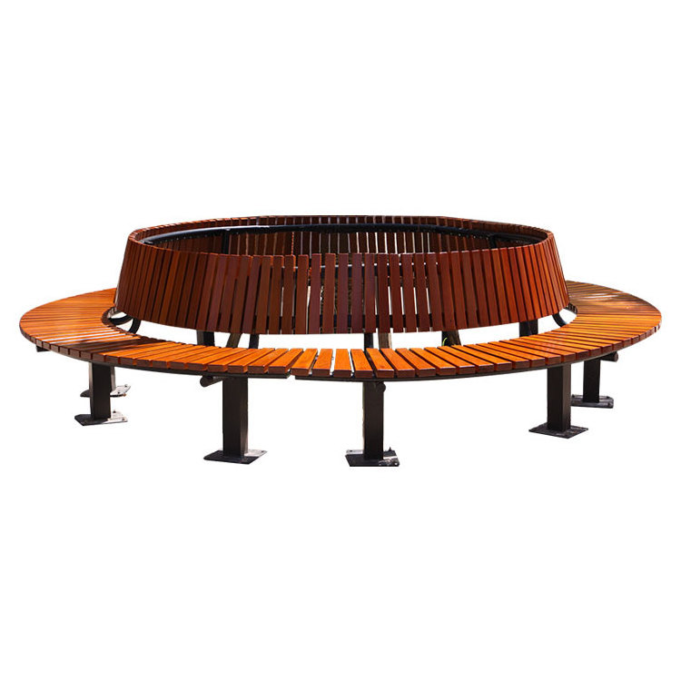 custom cast iron wood slats curved garden semi circle outdoor bench with backrest