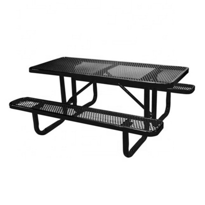 outdoor 6 ft 8 ft expanded metal commercial picnic table with bench outside furniture garden steel rectangle dining table chair