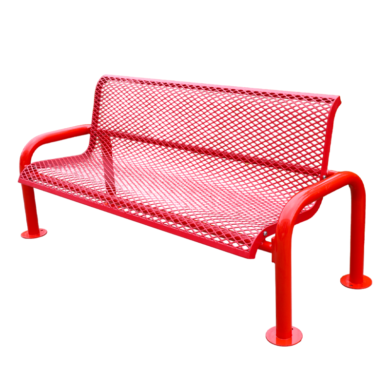 outdoor furniture expanded steel bench public park metal mesh bench seat outside garden patio iron chair bench with backrest