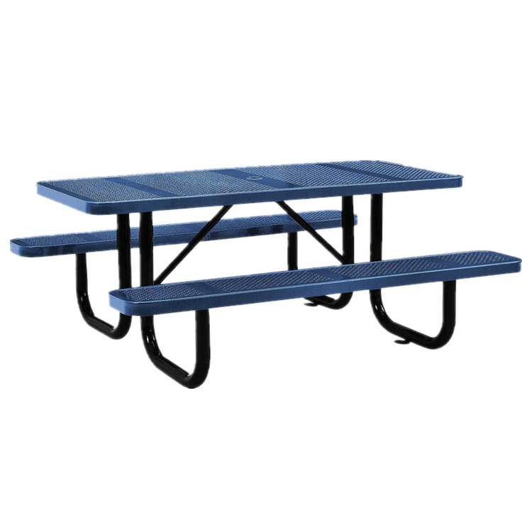 outdoor furniture perforated steel commercial picnic table with bench outside restaurant long picnic table with umbrella hole