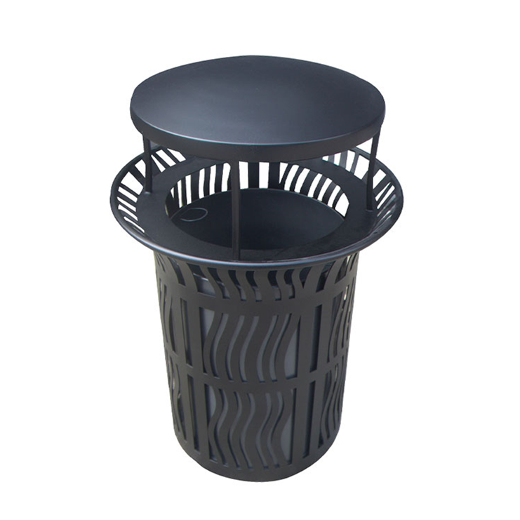 custom sale outdoor round metal commercial cast iron 60 liter 120l trash waste bin