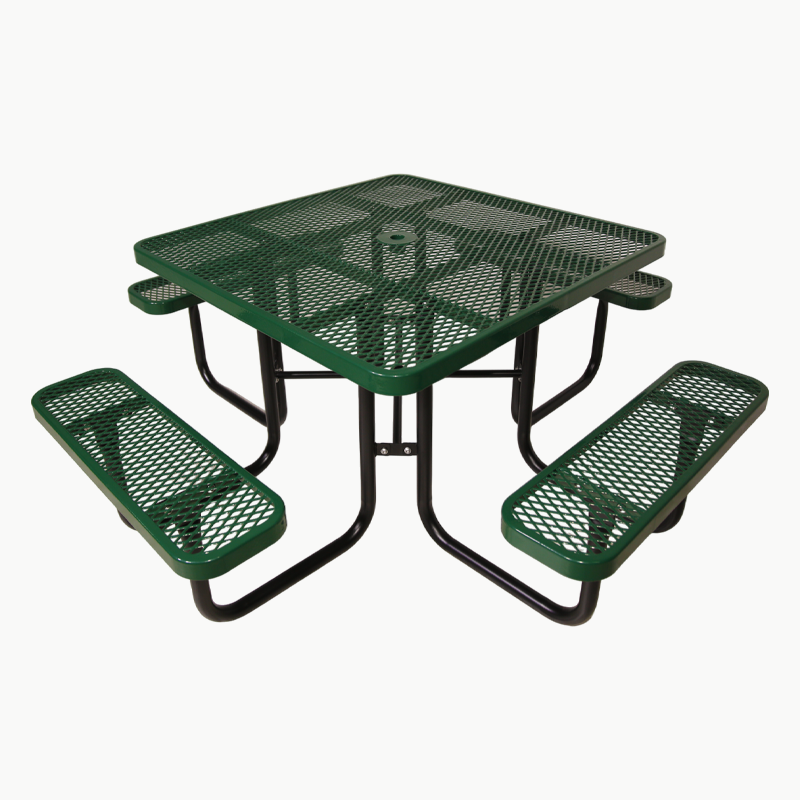 Garden Outdoor Furniture Coffee Table And Chair Set square metal dining table steel picnic table with umbrella hole