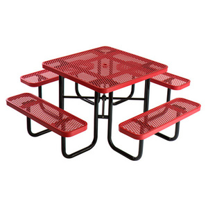 Garden Outdoor Furniture Coffee Table And Chair Set square metal dining table steel picnic table with umbrella hole