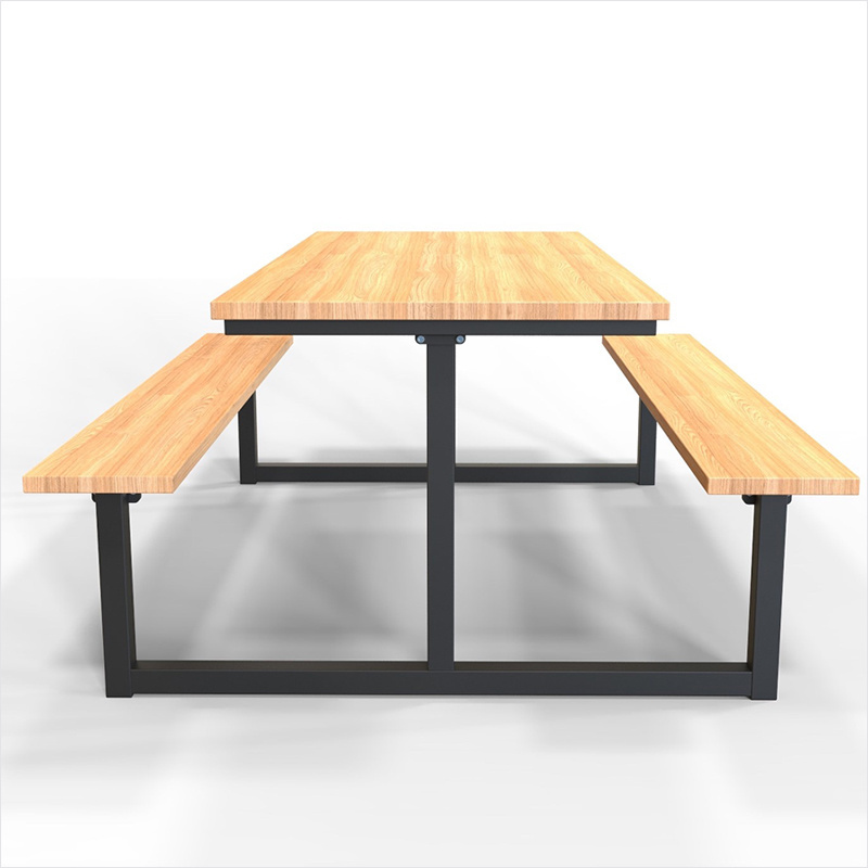 coffee shop fast food shop dining table outside restaurant outdoor table with 2 bench public commercial long wood picnic table