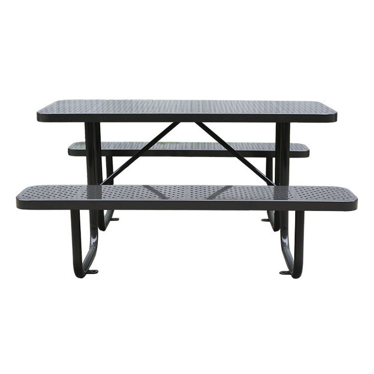 outdoor portable perforated metal extra long picnic table with bench outside steel modern steel dining coffee bench and table