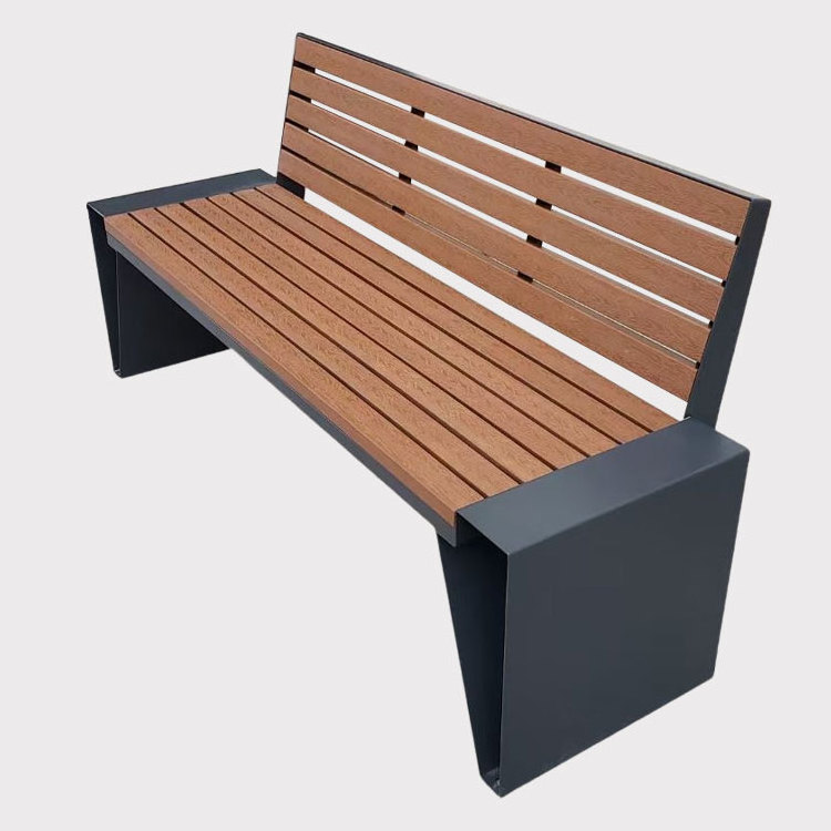 outdoor cast aluminum leg recycled plastic wood bench seat outside park bench seating public garden patio long  bench chair